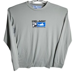 Pelagic AquaTek Sunshirt Mens Long Sleeve Fishing Shirt Offshore Gear‎ Gray M